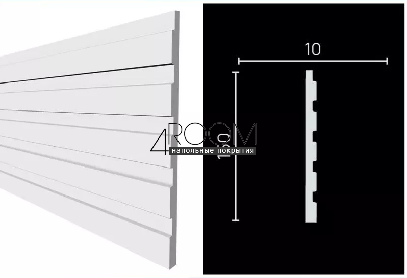 Декоративная 3D панель под покраску из дюрополимера Decor-Dizayn DD904 (2m), 150х10х2000мм