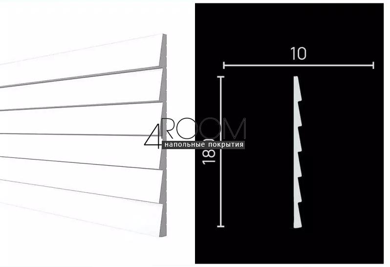 Декоративная 3D панель под покраску из дюрополимера Decor-Dizayn DD906 (3m), 180х10х3000мм