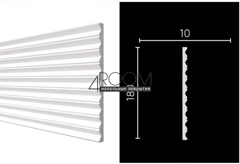 Декоративная 3D панель под покраску из дюрополимера Decor-Dizayn DD908 (2m), 180х10х2000мм