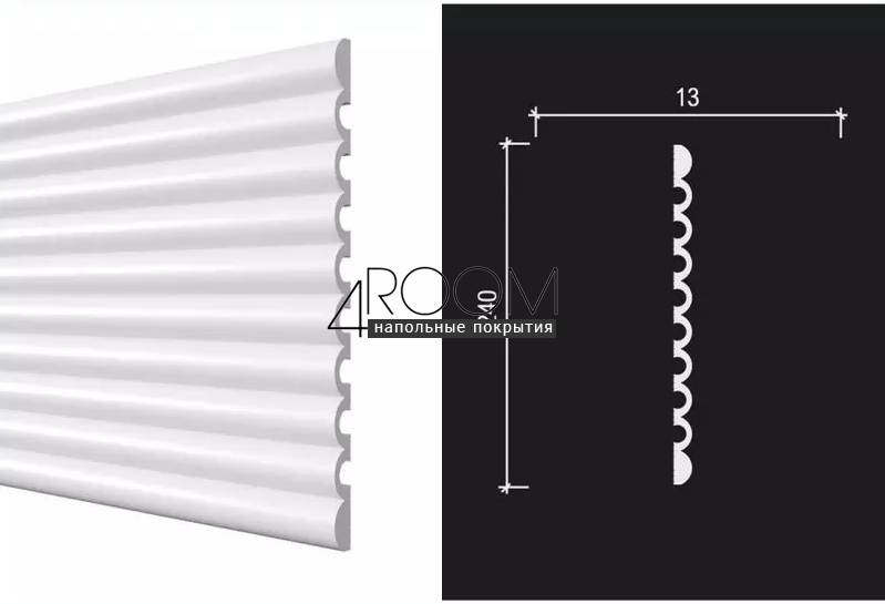 Декоративная 3D панель под покраску из дюрополимера Decor-Dizayn DD908 (3m), 180х10х3000мм