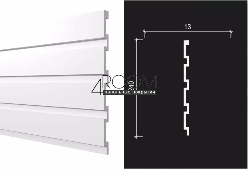 Декоративная 3D панель под покраску из дюрополимера Decor-Dizayn DD914 (3m), 240х13х3000мм