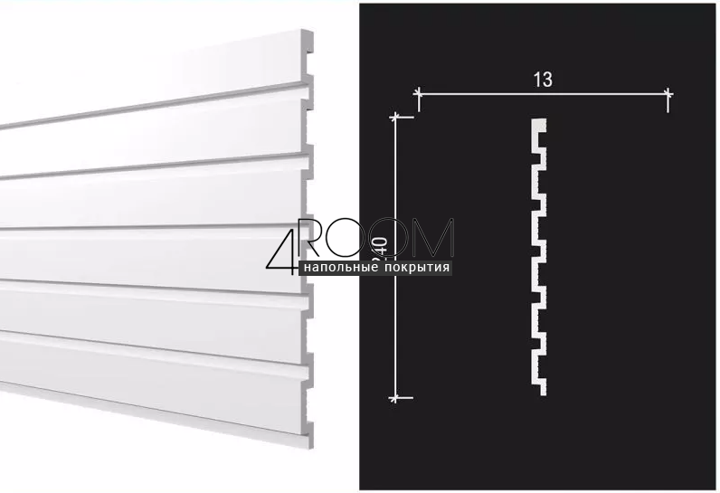 Декоративная 3D панель под покраску из дюрополимера Decor-Dizayn DD916 (2m), 240х13х2000мм