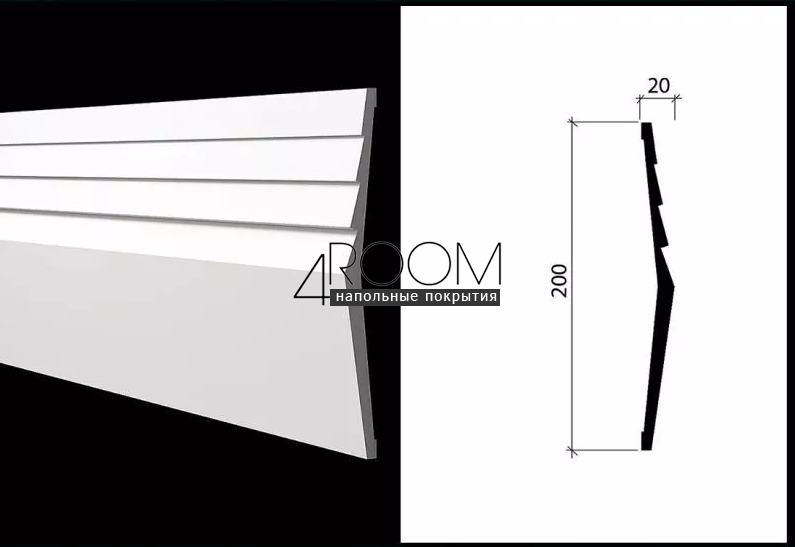 Декоративная 3D панель под покраску из дюрополимера Decor-Dizayn DD929 (2m), 200х20х2000мм