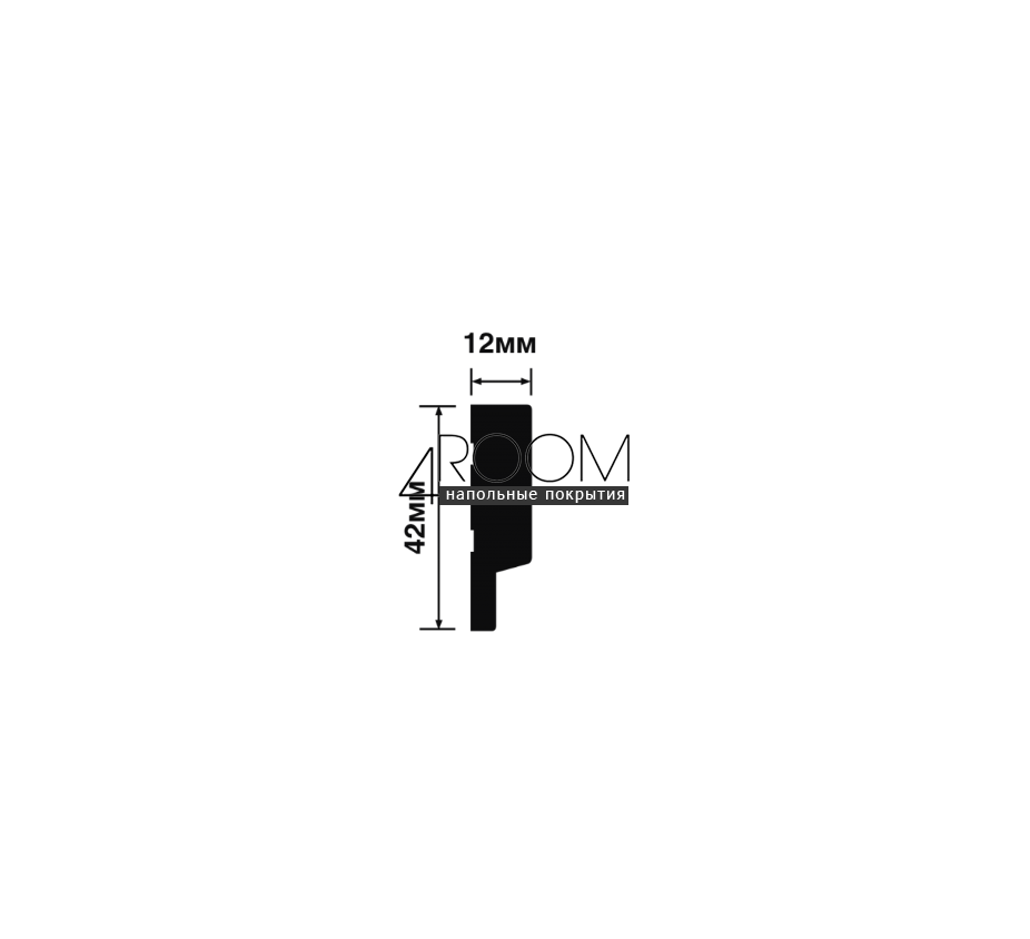 Финишный молдинг для 3D панели, HiWood LF124A-BK, 42х12х2700мм