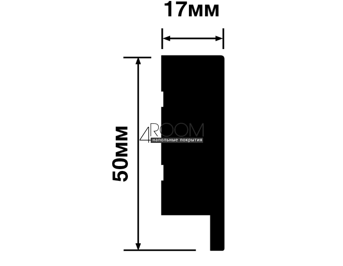 Финишный молдинг для 3D панели, HiWood LF1-BK, 50х17х2700мм