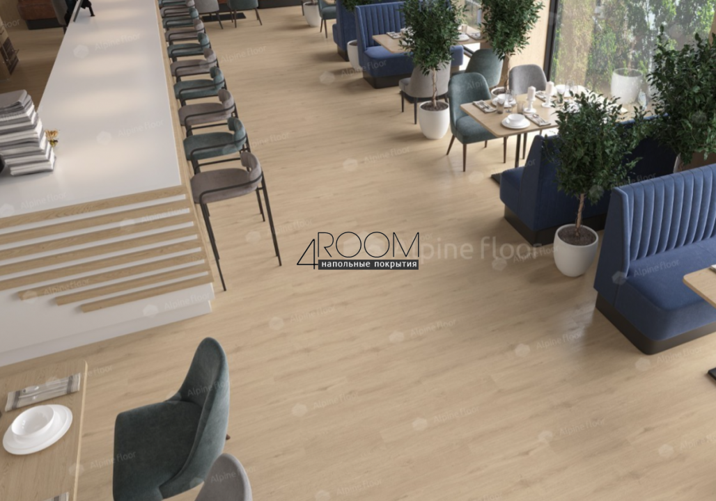 Кварц-виниловая, клеевая LVT плитка Alpine Floor ECO 5-4 Дуб Ваниль, 1219х184х2мм