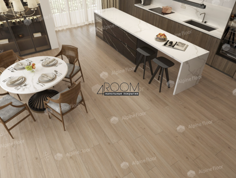 Кварц-виниловая, клеевая LVT плитка Alpine Floor ECO 5-28 Дуб Модера, 1219х184х2мм