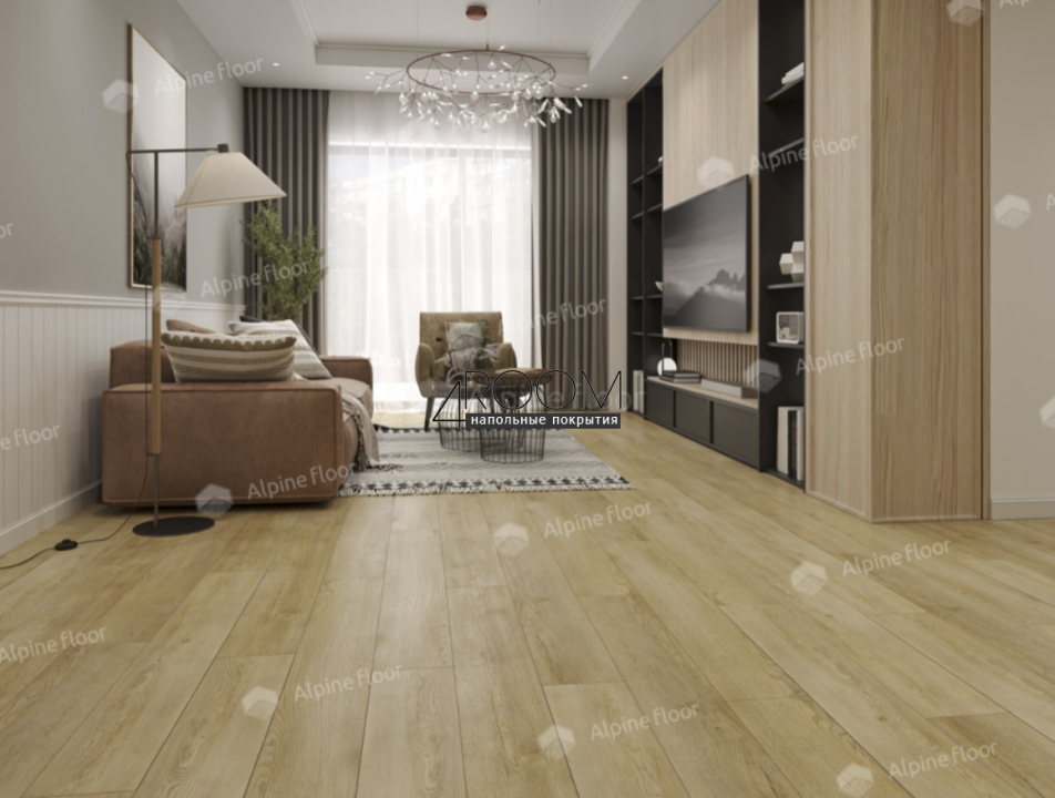 Кварц-виниловая, клеевая LVT плитка Alpine Floor ECO 5-33 Дуб Старинный, 1219х184х2мм