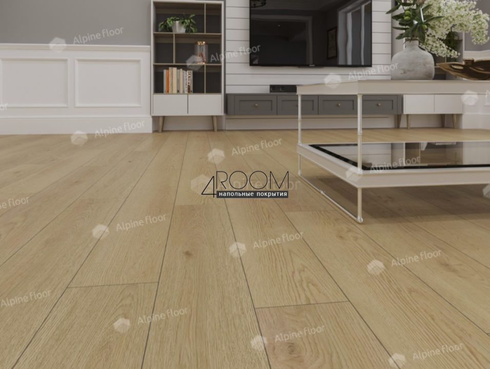 Кварц-виниловая, клеевая LVT плитка Alpine Floor ECO 5-37 Дуб Марципановый, 1219х184х2мм