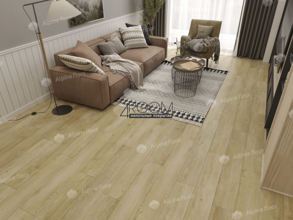 Кварц-виниловая, клеевая LVT плитка Alpine Floor ECO 3-33 Дуб Старинный, 1219х184х3мм