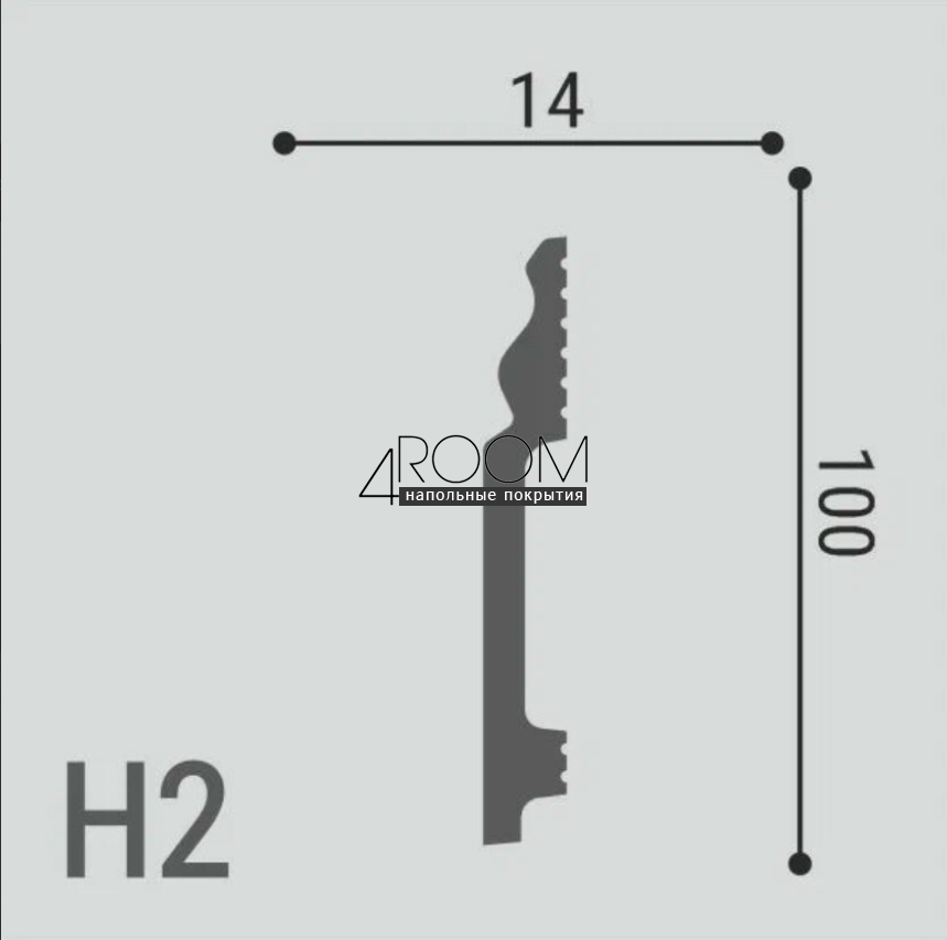 Плинтус напольный из дюрополимера XPS POLYMER Де-Багет Н2 100/14, 100х14х2000мм