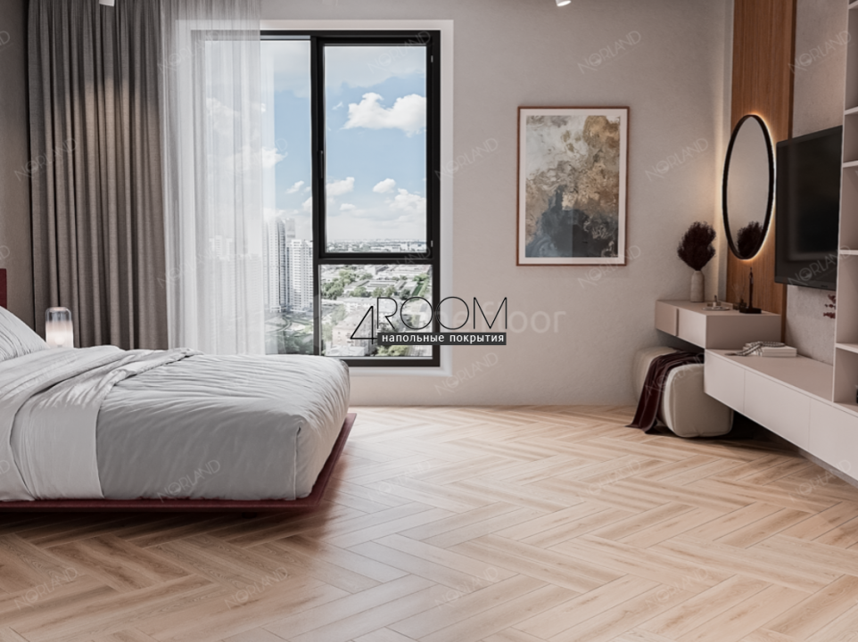 Кварц-виниловая, клеевая LVT плитка Norland, Lagom Parquet LVT Stor 1034-02, 590х118х2мм/0,3мм, 34 класс