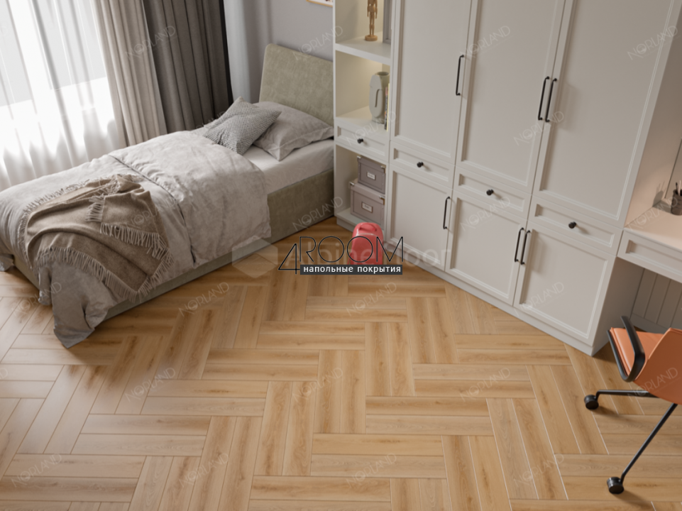 Кварц-виниловая, клеевая LVT плитка Norland, Lagom Parquet LVT Varig 1034-07, 590х118х2мм/0,3мм, 34 класс