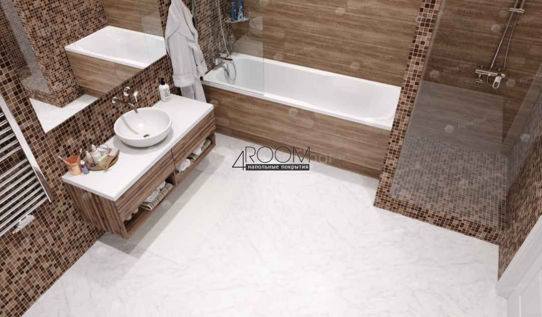 Кварц-виниловая, клеевая LVT плитка Alpine Floor Grand Stone, Дымчатый Лес ECO 8-1, 470х470х3мм, 43 класс