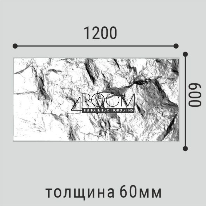 Стеновая 3D панель из полиуретана под покраску Bello Deco С001-1PU, 1200х600х60мм