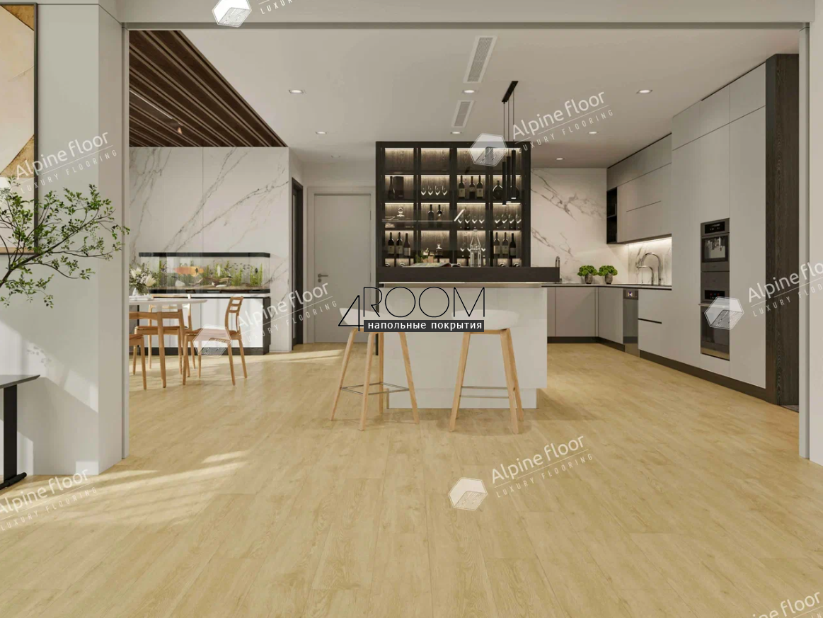 Каменно-полимерная замковая SPC плитка Alpine Floor Classic Light Дуб Ваниль Селект ECO 106-33 MC, 1220х183мм, 3,5/0,3мм, 34 класс
