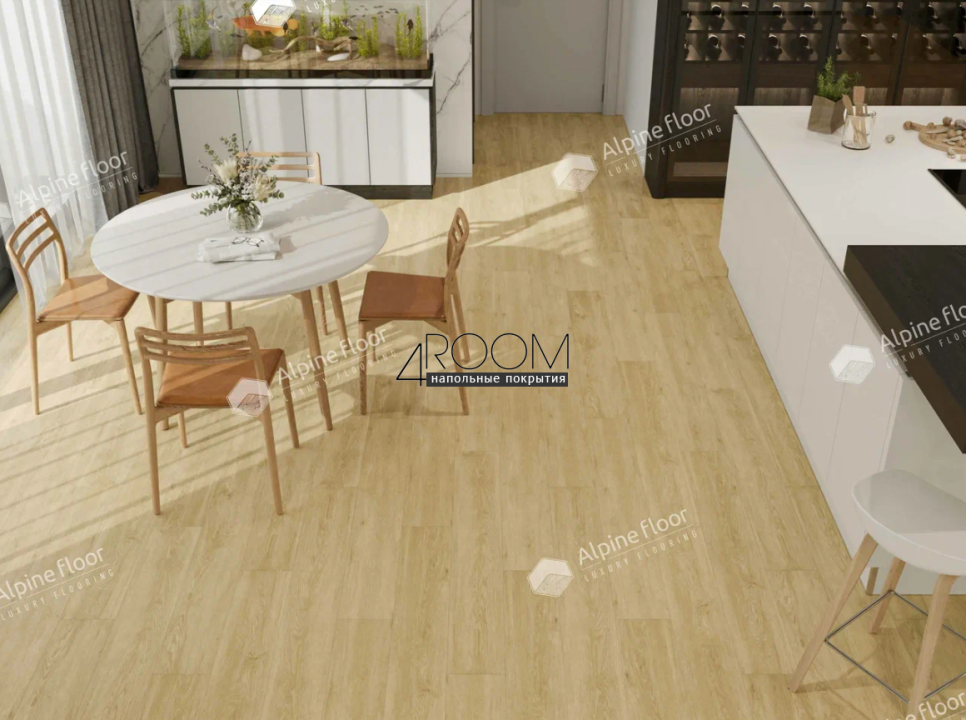 Каменно-полимерная замковая SPC плитка Alpine Floor Classic Light Дуб Ваниль Селект ECO 106-33 MC, 1220х183мм, 3,5/0,3мм, 34 класс