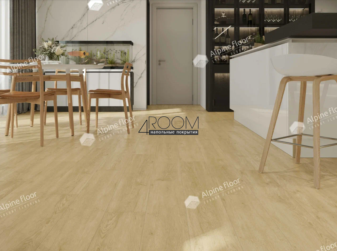 Каменно-полимерная замковая SPC плитка Alpine Floor Classic Light Дуб Ваниль Селект ECO 106-33 MC, 1220х183мм, 3,5/0,3мм, 34 класс