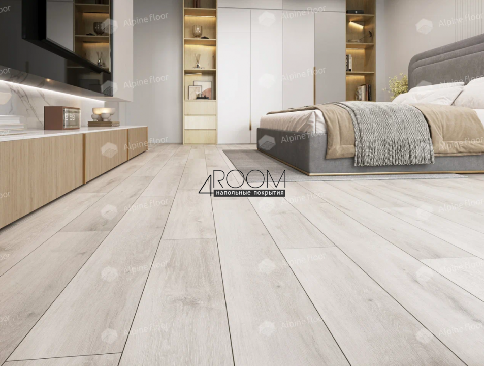 Каменно-полимерная замковая SPC плитка Alpine Floor Classic Light Ясень Серый ECO 134-55 MC, 1220х183мм, 3,5/0,3мм, 34 класс