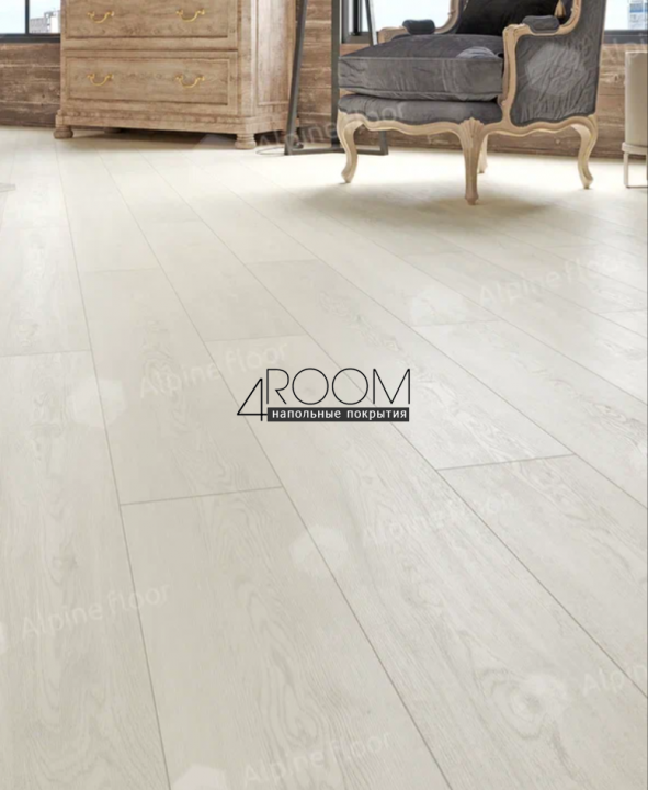 Каменно-полимерная замковая SPC плитка Alpine Floor Classic Light Дуб Арктик ECO 134-77 MC, 1220х183мм, 3,5/0,3мм, 34 класс