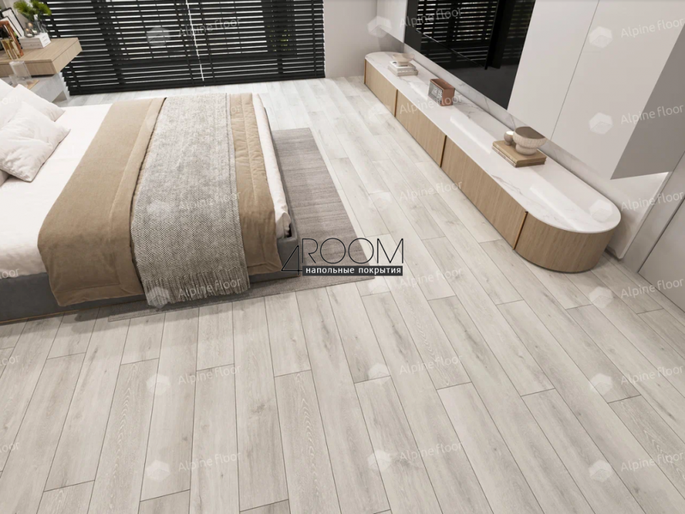Каменно-полимерная замковая SPC плитка Alpine Floor Classic Ясень Серый ECO 134-5 MC, 1220х183мм, 4/0,55мм, 43 класс