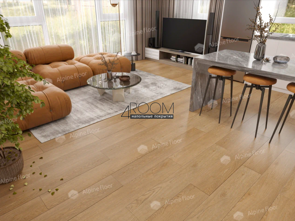 Каменно-полимерная замковая SPC плитка Alpine Floor Classic Клен классический ECO 173-6 MC, 1220х183мм, 4/0,55мм, 43 класс