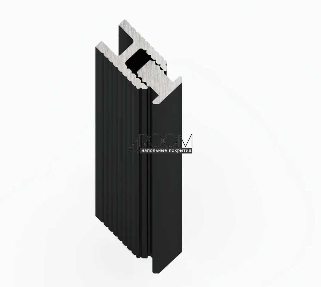 Защелка к теневой алюминиевой рейке под панели и керамогранит Laconistiq DUAL mini 6х10х3000мм, черный анодированный