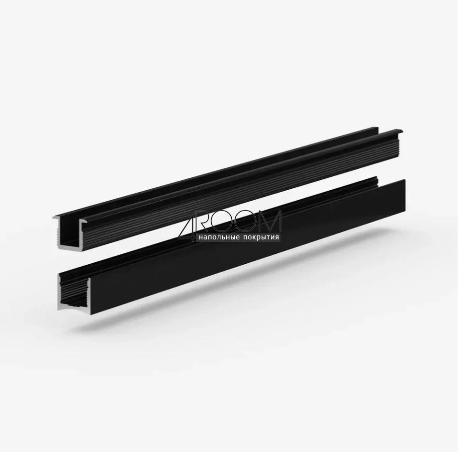 Защелка для теневой алюминиевой рейки Laconistiq LIGHT mini ПОД ПОДСВЕТКУ для обоев, панелей, керамогранита, 14х13х3000мм, черный анодированный