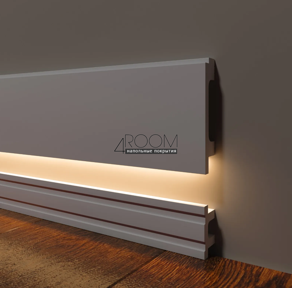 Плинтус из дюрополимера под покраску (под подсветку) Decor-Dizayn DD723, 80х16х2000мм