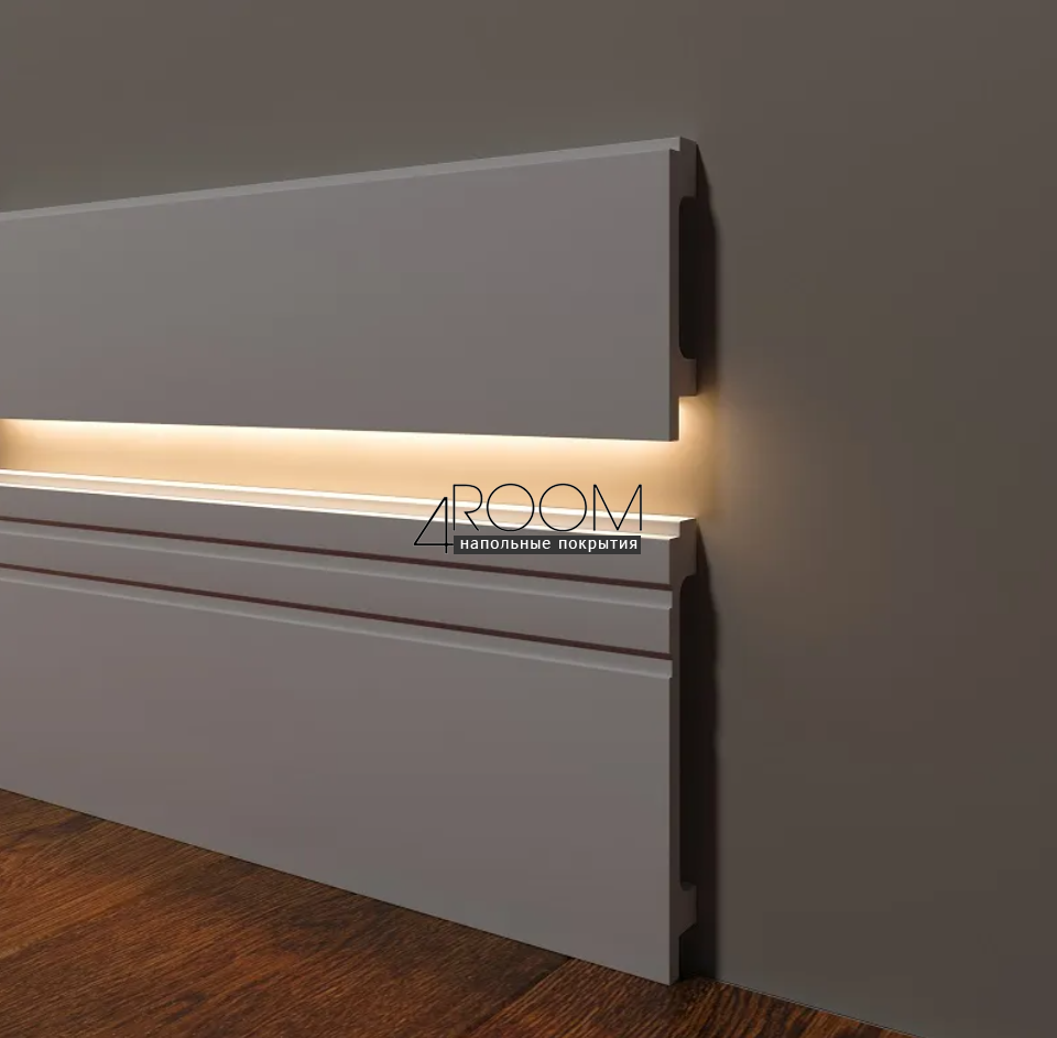 Плинтус из дюрополимера под покраску (под подсветку) Decor-Dizayn DD723, 80х16х2000мм