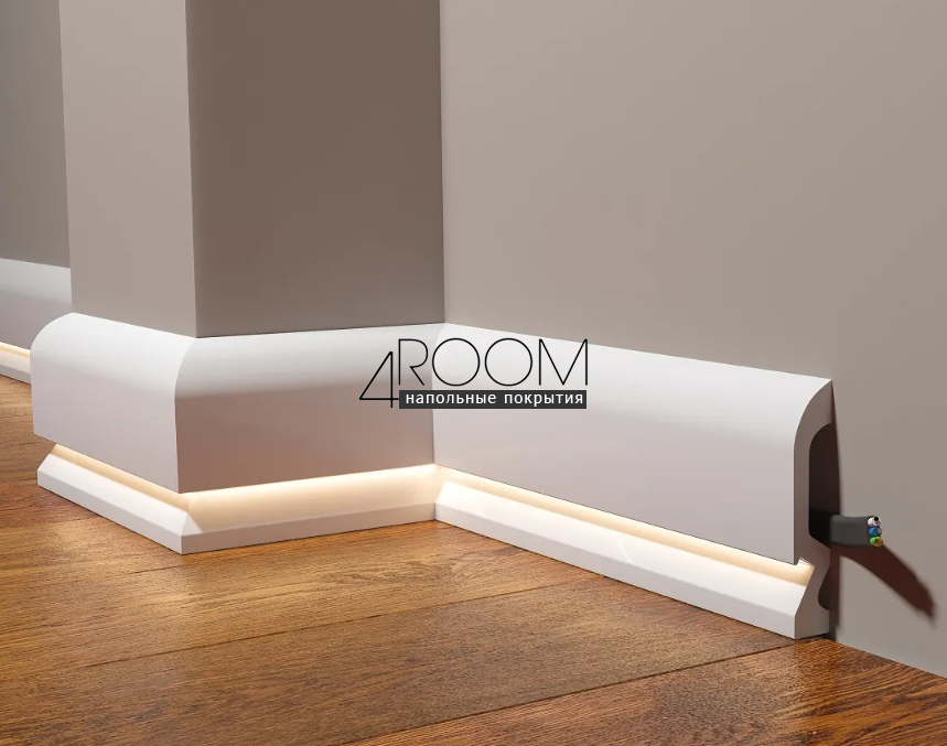 Плинтус из дюрополимера под подсветку, под покраску Decor-Dizayn DD700, 100х18,1х2000мм