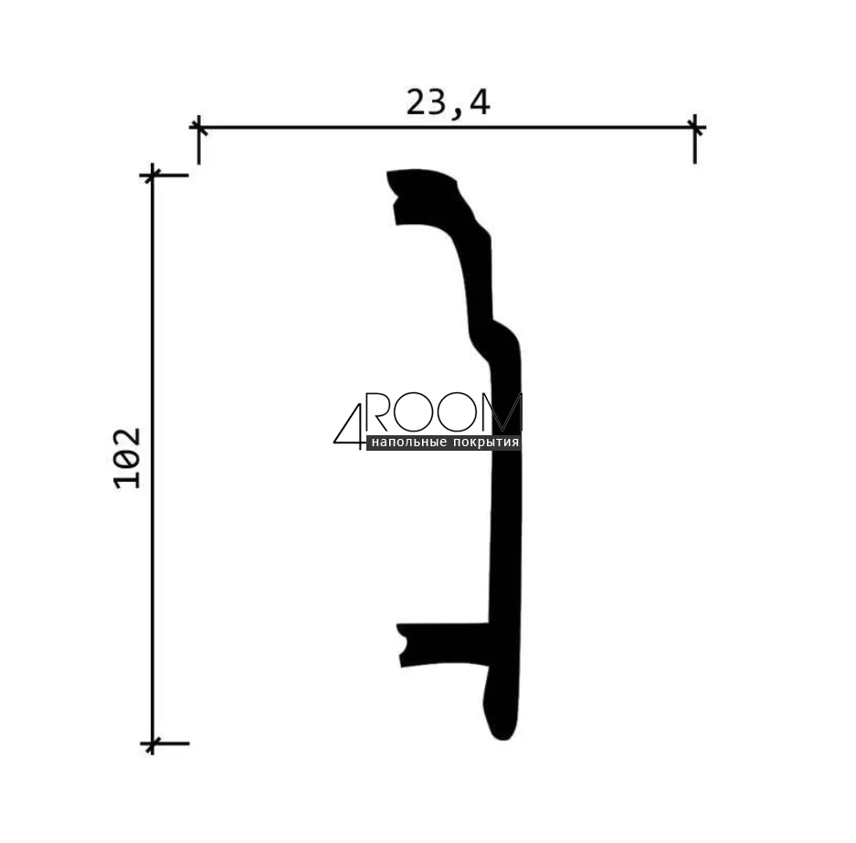 Плинтус из дюрополимера под покраску Decor-Dizayn DD102, 102х23,4х2000мм