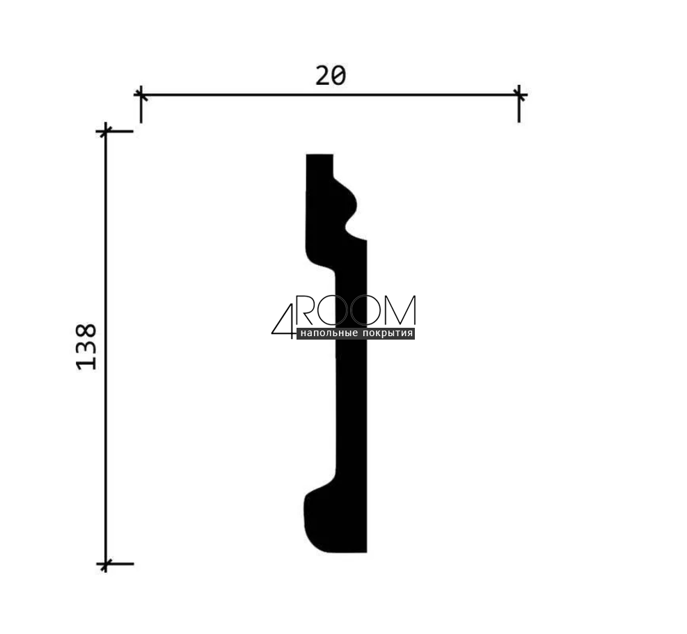 Плинтус из дюрополимера под покраску Decor-Dizayn DD31, 138х20х2000мм