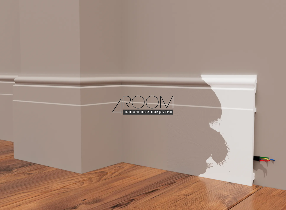 Плинтус из дюрополимера под покраску Decor-Dizayn DD726, 202х16х2000мм