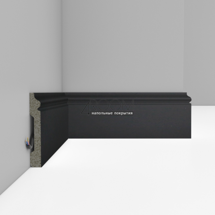 Плинтус из дюрополимера Decomaster D005-116 Черный матовый, 79х13х2400мм