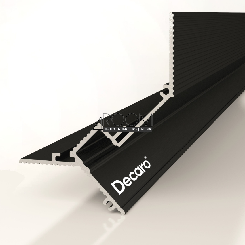 Теневой потолочный профиль под подсветку Decaro D005, 50х50х2000мм, черный анодированный