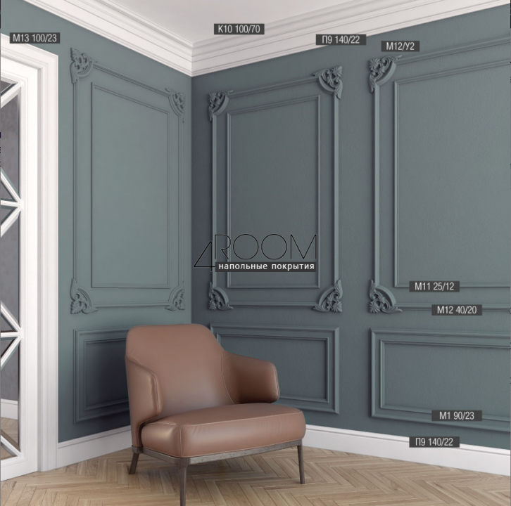 Рейка из дюрополимера под покраску - молдинг Bello Deco М1 90-23, 90х23х2000 мм