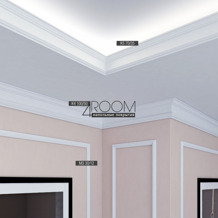 Рейка из дюрополимера под покраску - молдинг Bello Deco М3 30-12, 30х12х2000 мм