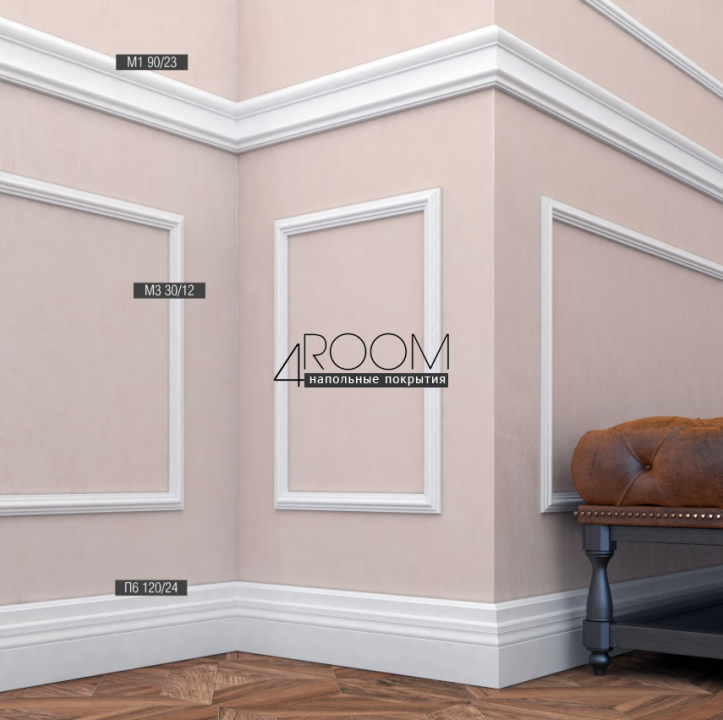 Рейка из дюрополимера под покраску - молдинг Bello Deco М3 30-12, 30х12х2000 мм