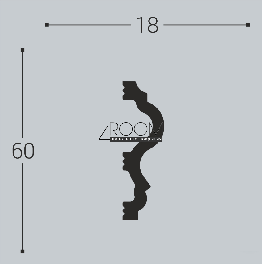 Рейка из дюрополимера под покраску - молдинг Bello Deco М6 60-18, 60х18х2000 мм