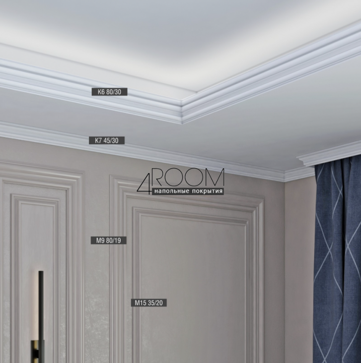 Молдинг из дюрополимера под покраску Bello Deco М15 35-20, 35х20х2000 мм