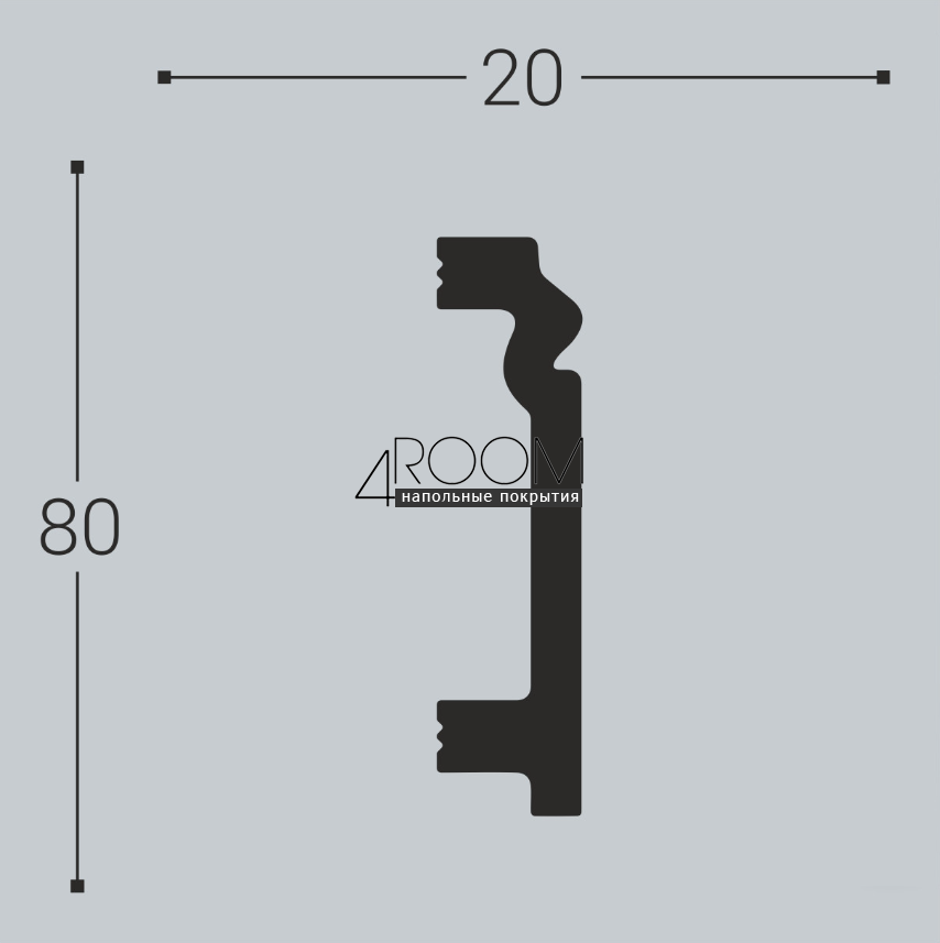 Плинтус из дюрополимера под покраску Bello Deco П3 80-20, 80х20х2000мм