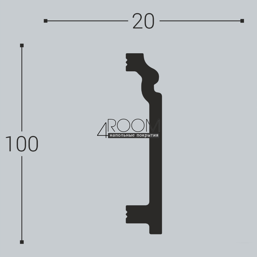 Плинтус из дюрополимера под покраску Bello Deco П4 100-20, 100х20х2000мм