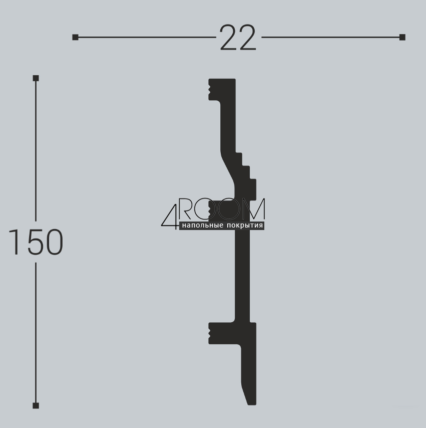 Плинтус из дюрополимера под покраску Bello Deco П8 150-22, 150х22х2000мм