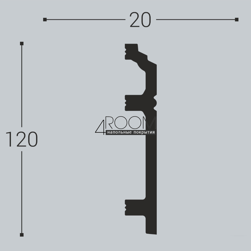 Плинтус из дюрополимера под покраску Bello Deco П12 120-20, 120х20х2000мм