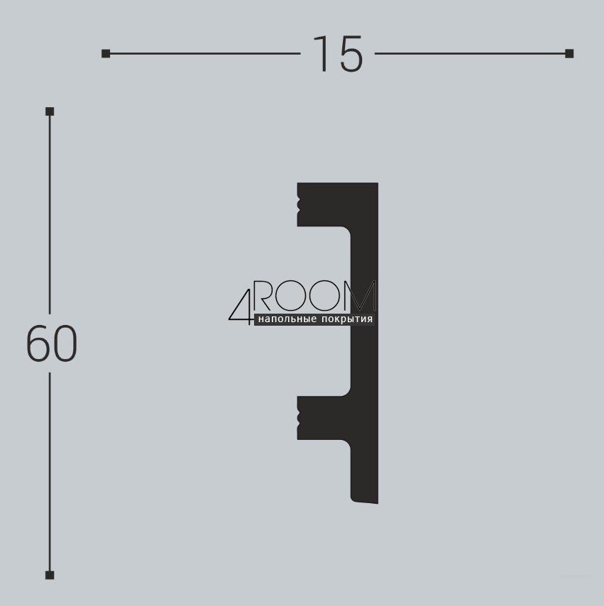 Плинтус из дюрополимера под покраску Bello Deco П15 60-15, 60х15х2000мм
