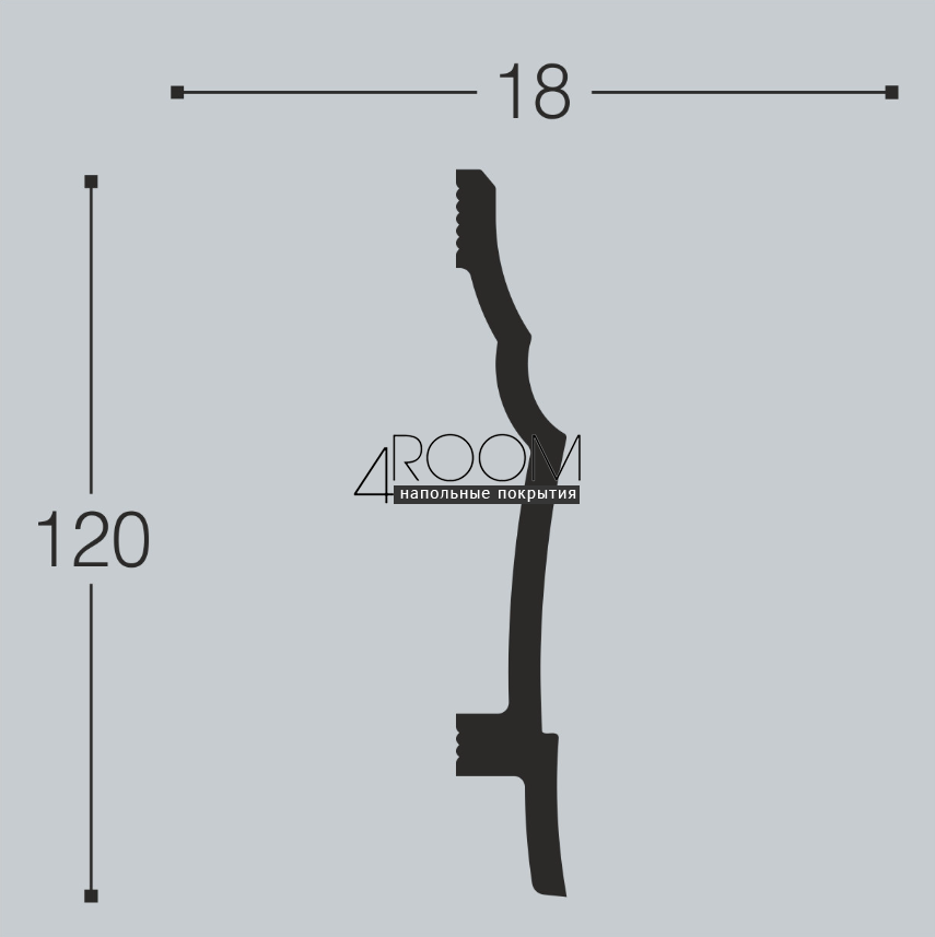 Плинтус из дюрополимера под покраску Bello Deco П19 120-18, 120х18х2000мм