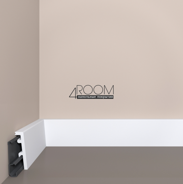 Плинтус из дюрополимера под покраску Bello Deco П23 60-20 с монтажной планкой, 60х20х2000мм