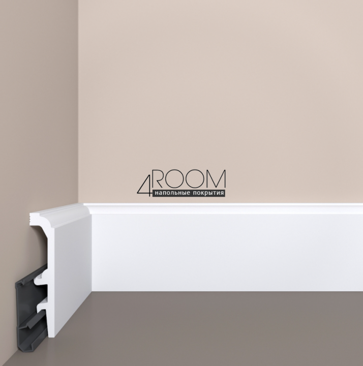 Плинтус из дюрополимера под покраску Bello Deco П24 100-20 с монтажной планкой, 100х20х2000мм