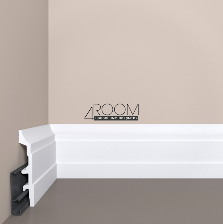 Плинтус из дюрополимера под покраску Bello Deco П26 100-20 с монтажной планкой, 100х20х2000мм